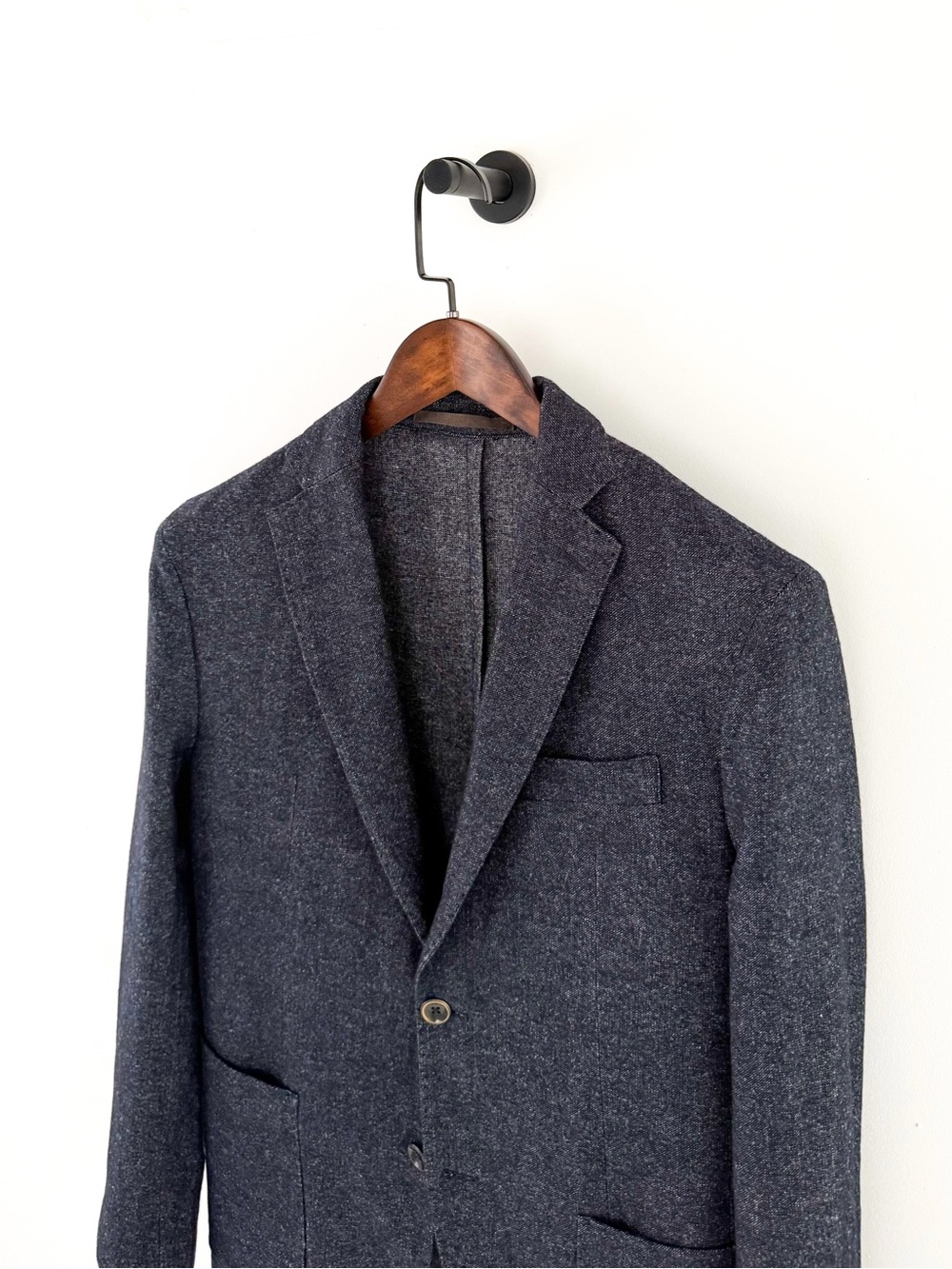 Eleventy Navy Silk Wool-Blend Two-Button Sport Coat Blazer Navy Textured 38R - Picture 6 of 16